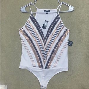 - NWT Express Sequin Bodysuit Size Medium